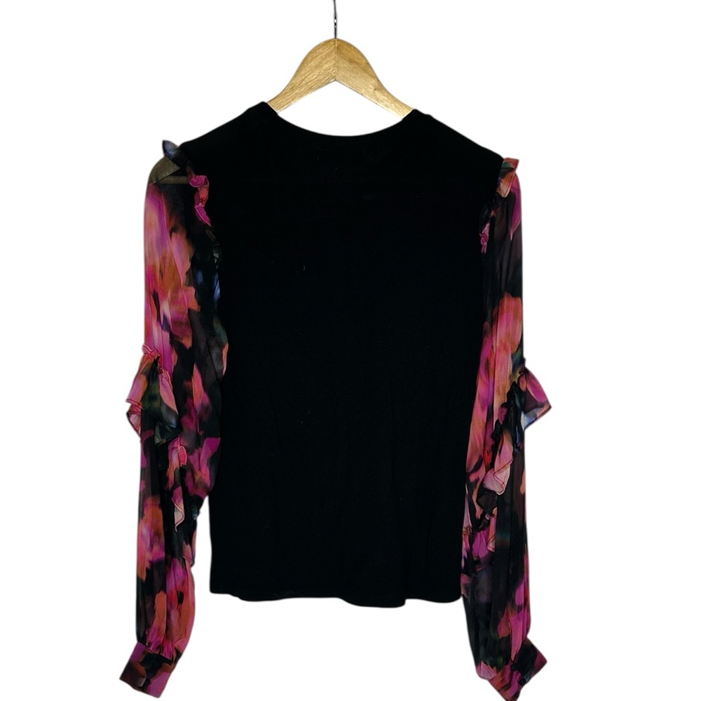 Like New Generation Love Joni Floral Sleeve Silk Top xs - Picture 5 of 13